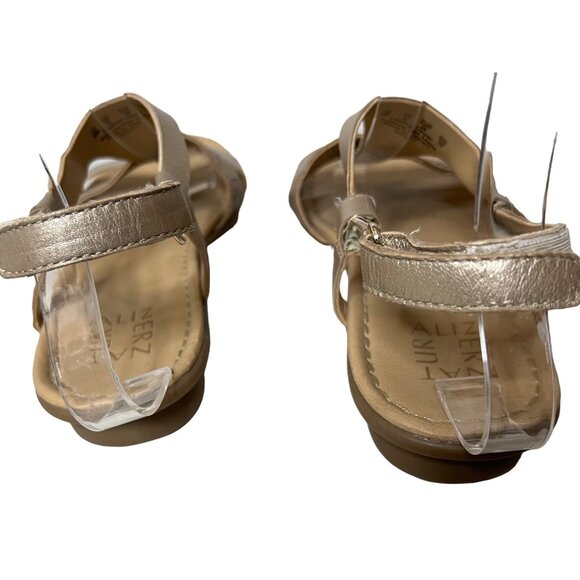 Naturalizer Womens Leather Sandals With Laser Cut Straps 8M Beige Ankle Closure - Picture 5 of 14